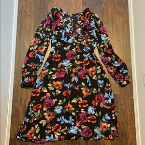 Floral Print V Neck Dress